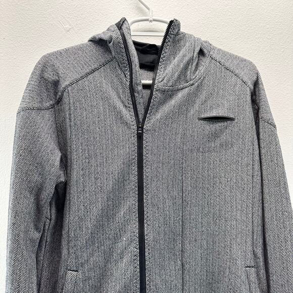 Brooks Pure Project Men's Black grey Hooded Zip Jacket Asymmetrical Zip Small - Picture 4 of 11